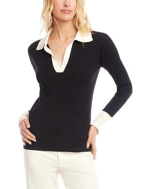 Karen Kane Collared Ribbed Sweater - Black