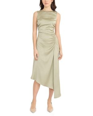 Luxely Boat Neck Asymmetric Midi Dress - Multicolor