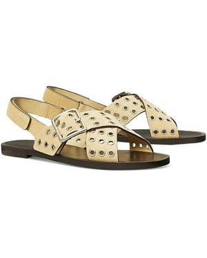 Tory Burch Cross Band Sandals - Metallic