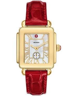 Michele Deco Mid Sport Watch, 29Mm X 31Mm - Red