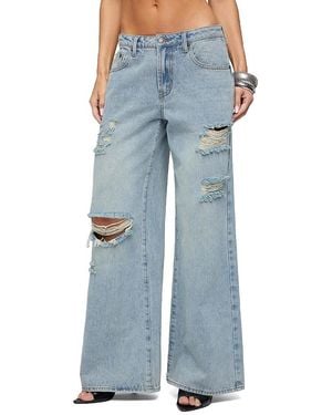 Edikted Ellah Distressed Low Rise Baggy Jeans - Blue