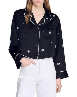 Sandro Nerissea Embellished Shirt - Blue