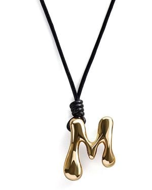 BaubleBar Initial Adjustable Cord Pendant Necklace, 32 - Metallic