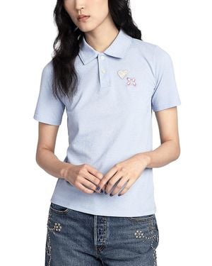Anna Sui Patch Polo Tee - Blue