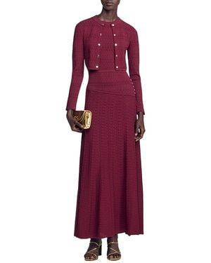 Sandro Sam Pointelle Knit Cropped Cardigan - Purple