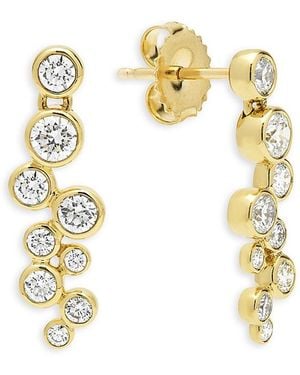 Lagos 18K Fizz Diamond Bezel Linear Cluster Drop Earrings - Metallic