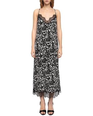 Zadig & Voltaire Respa Soft Night Lace Trim Slip Dress - Black