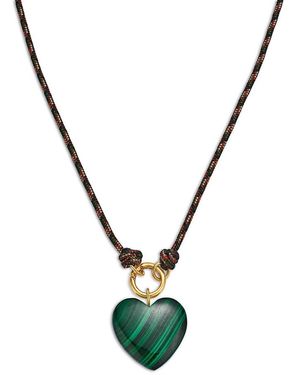 Zoe Chicco 14K The New Stone Age Malachite Heart Paracord Enhancer Necklace, 18 - Metallic