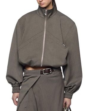 The Attico Cropped Bomber Jacket - Gray