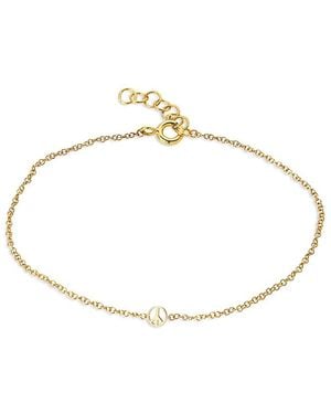 Zoe Lev 14K Tiny Peace Sign Chain Link Bracelet - Metallic