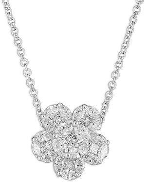 Zydo 18K Diamond Flower Mosaic Pendant Necklace, 0.94 Tcw - White