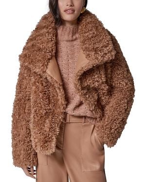 Donna Karan Faux Fur Open Front Jacket - Brown