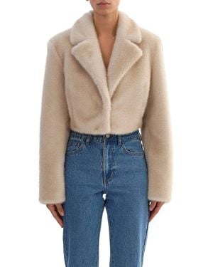 Lamarque Carlie Faux Fur Cropped Blazer - Blue