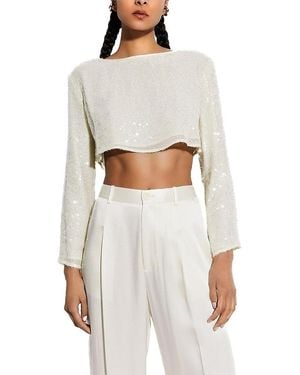 LAPOINTE Sequin Viscose Cropped Top - White