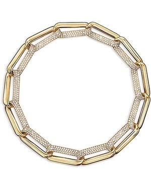 Hearts On Fire 18K Inside Out Diamond Pave Link Collar Necklace, 18.25 - Metallic