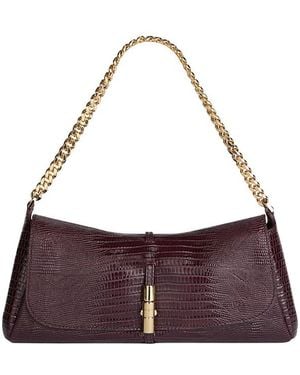 Balmain Metropolis Embossed Leather Shoulder Bag - Purple