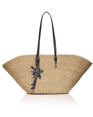 Poolside East West Large Straw Beach Tote Bag - Natural