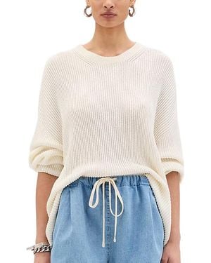 Another Tomorrow Draped Crew Knit - White
