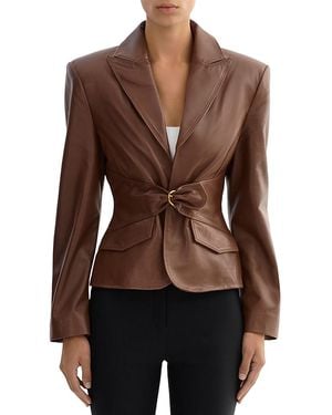 Lamarque Leather Belted Blazer - Brown