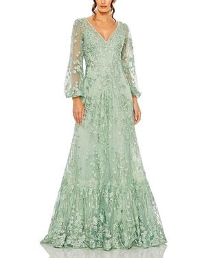sachin and babi light blue dress Mac Duggal Women's Embroidered Applique Wrap Over Flutter Sleeve Gown main image 0