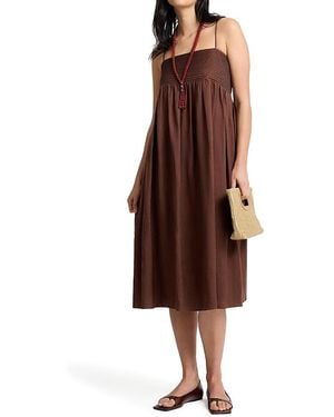 Onia A-Line Pintuck Midi Dress - Brown