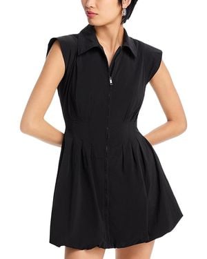 Steve Madden Dyanne Poplin Pleated Mini Dress - Black