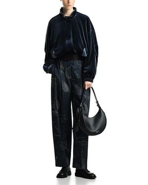 Emporio Armani Chenille Ruffled Collar Jacket - Blue