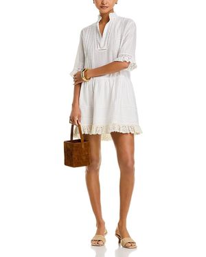 Aqua Cotton Mini Dress - White