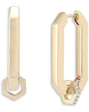 AllSaints Pave Link Hexagon Hoop Earrings - Metallic