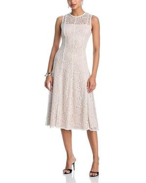 Aqua Lace Faux Pearl Trim Midi Dress - Pink