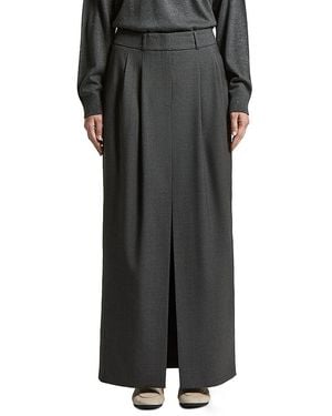 Peserico Stretch Wool Gabardine Maxi Skirt - Black
