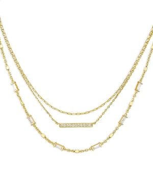 Kendra Scott Addison Pave Bar & Baguette Cubic Zirconia Layered Necklace - Metallic