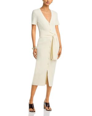 Toccin Agnes Tie Front Midi Dress - Natural