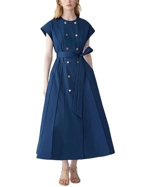 Carolina Herrera Double Breasted Tie Waist Dress - Blue