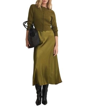 Mint Velvet Layered Satin Knit Midi Dress - Green