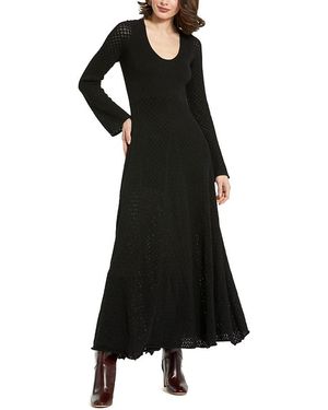 Mac Duggal Scoop Neck Long Sleeve Knit Maxi Dress - Black