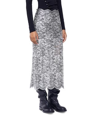 Rabanne Metallic Lace Maxi Skirt - Gray