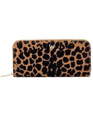 Wolf Savanna Leopard Print Long Zip Wallet - Black