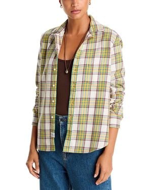 Frank & Eileen Cotton Printed Relaxed Button Up Shirt - White