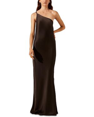 Shona Joy La Lune One Shoulder Cowl Back Gown - Black