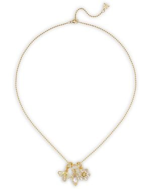 Temple St. Clair 18K Fj Crystal, Moonstone & Diamond Bee, Flower, & Amulet Triple Charm Pendant Necklace, 16-18 - White