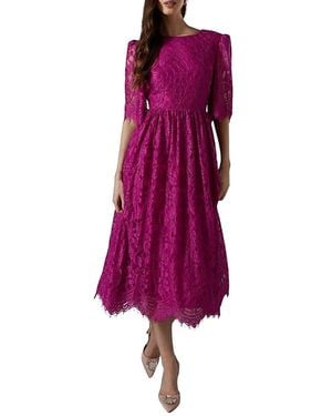 Coast Lace Short Sleeve Midi Dress - Purple
