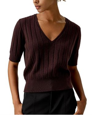LILYSILK V-Neck Cashmere T-Shirt - Black