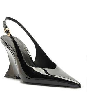 SCHUTZ SHOES Siena Patent Buckled Slingback Pumps - Black