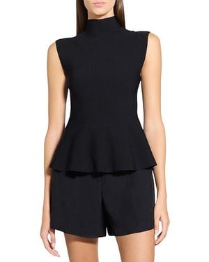 Theory Mock Neck Peplum Top - Black