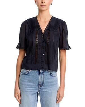 Johnny Was Kayti Pintuck Cotton Blouse - Black