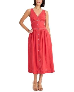 Donna Morgan Sleeveless V Neck Midi Dress - Red
