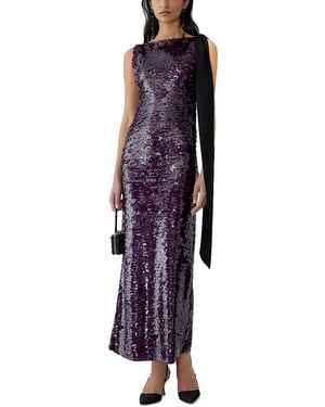 Carolina Herrera Sequin Embellished Boat Neck Dress - Purple