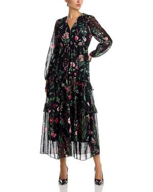 Koko + Mason Tiered Floral Print Dress - Black