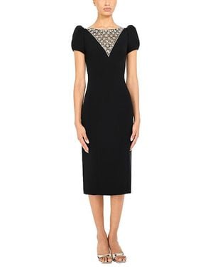 Jenny Packham Vienna Embellished Puff-Sleeve Midi Dress - Black